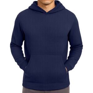 Blue Ice Men's Waffle Knit Thermal Pullover Hoodie Navy Size 2XL
